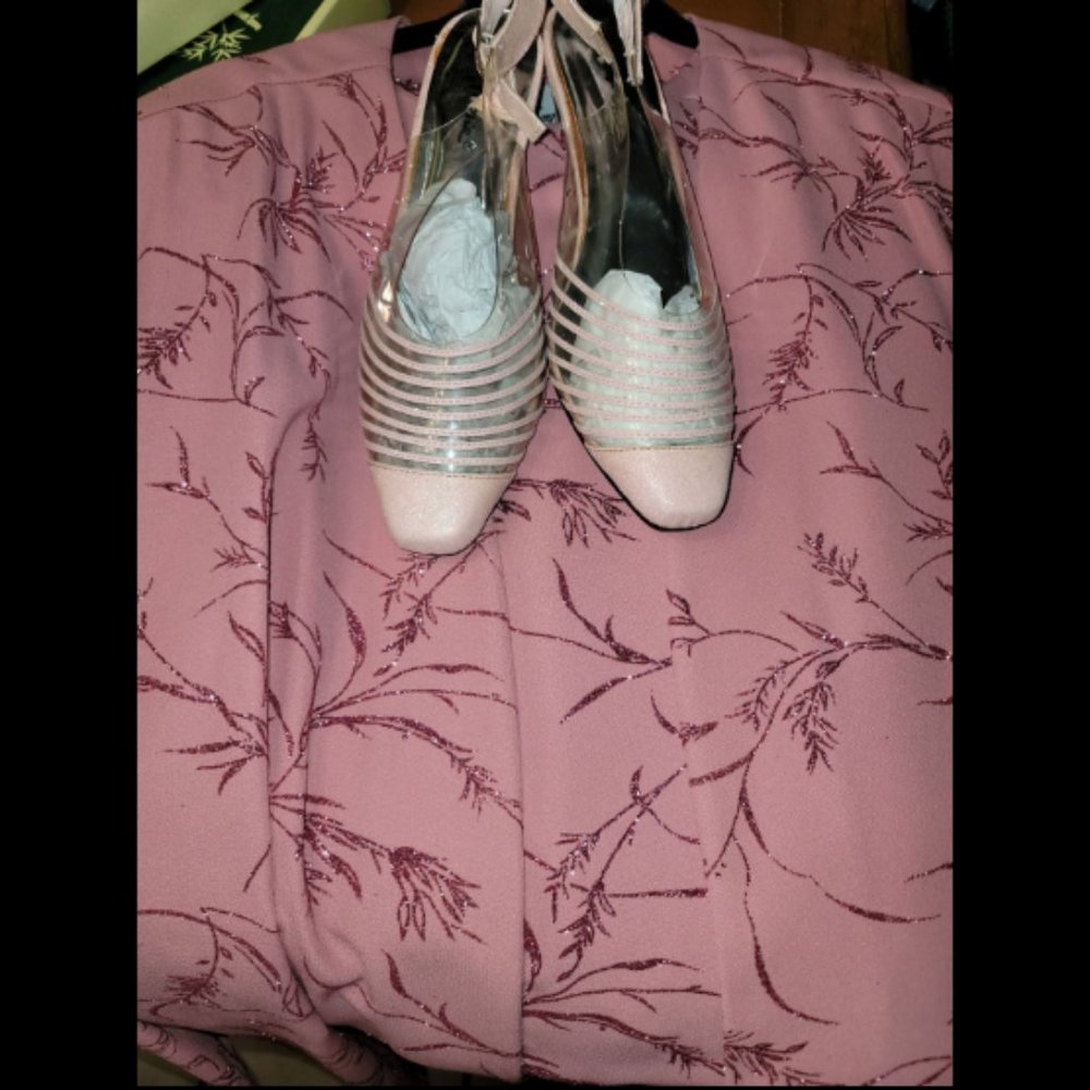 Suze 26 W: EUC Pink/Mauve Glittery Evening Dress with Matching Shoes
